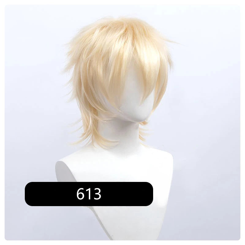 Synthetic Short Wigs Wolf cut with Bangs Choppy Cosplay Party Wig for men women Pink Red Blue Purple Korean style Man wig MUMUPI