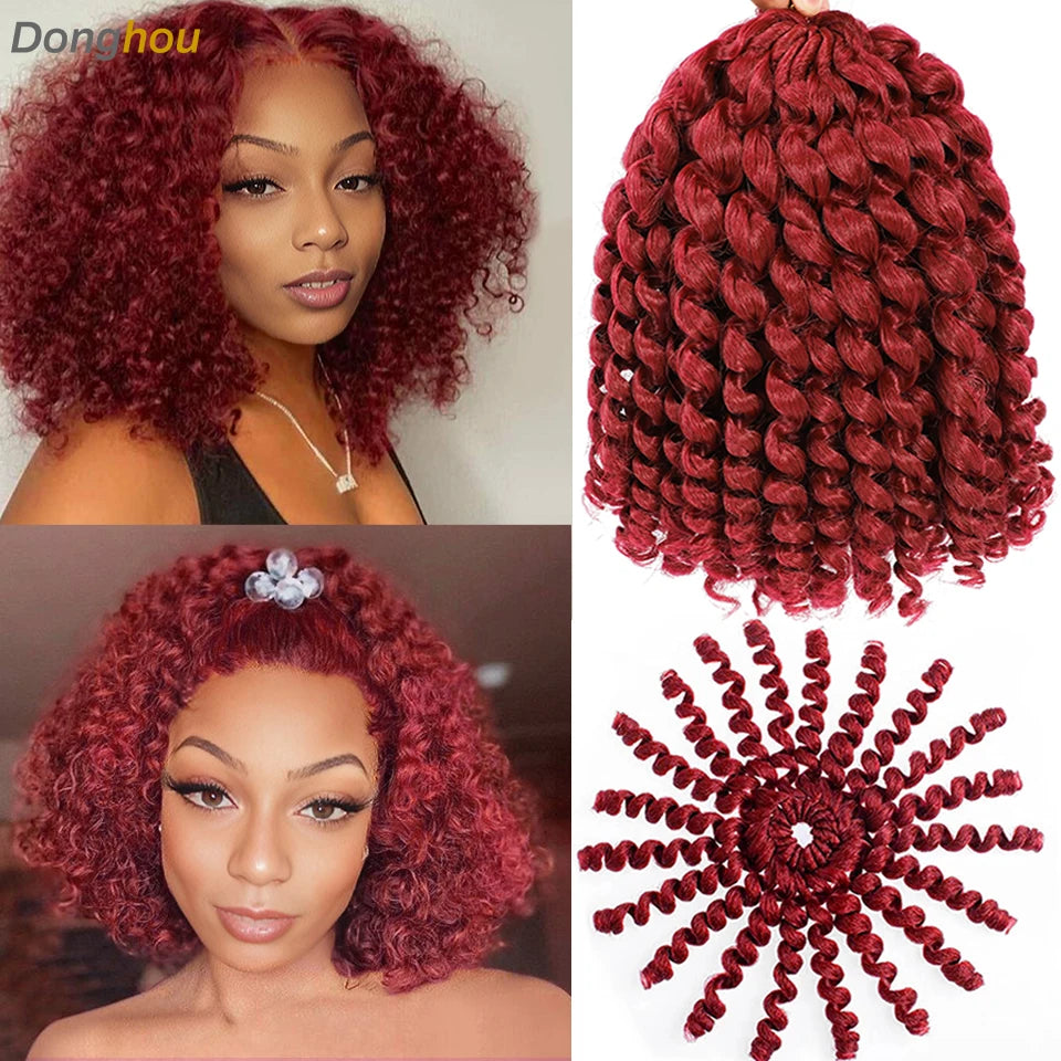 Wand Curl Crochet Braids Hair 8 Inch 1B 30 27 Bug Ringlet Twist Extensions with Jamaican Bounce Crochet Hair Crochet Curly Hair