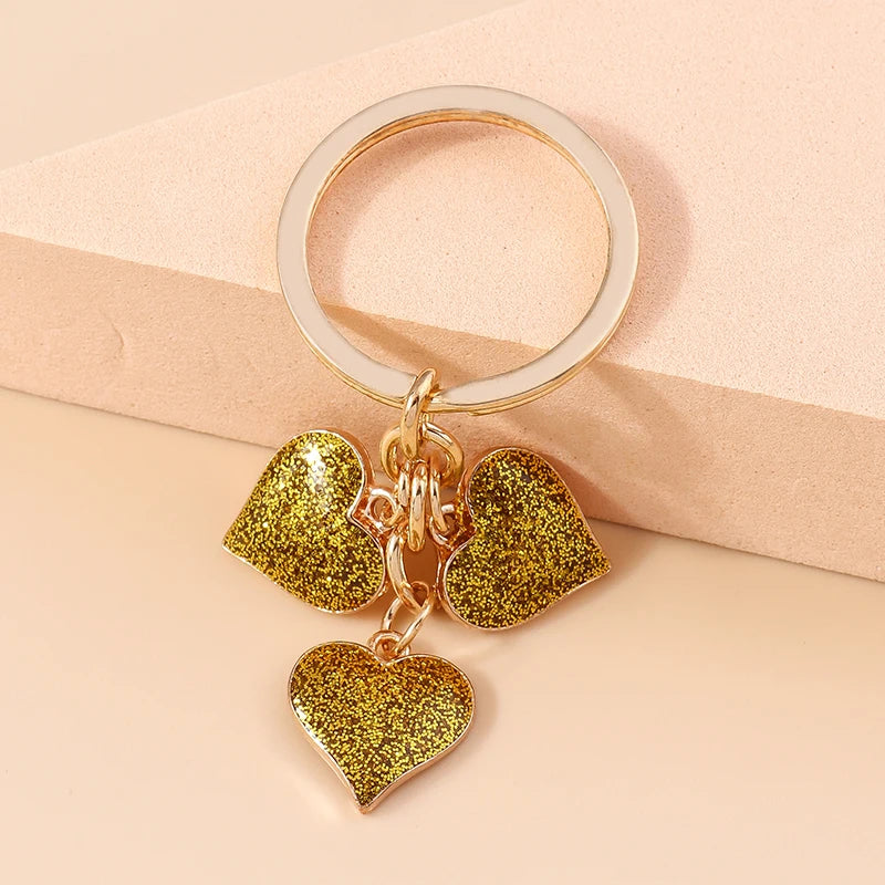 Lovely Colorful Heart Keychain Love Keyrings Valentine's Day Gift Key Chains for Women Girls Car Key Handbag Jewelry Accessories