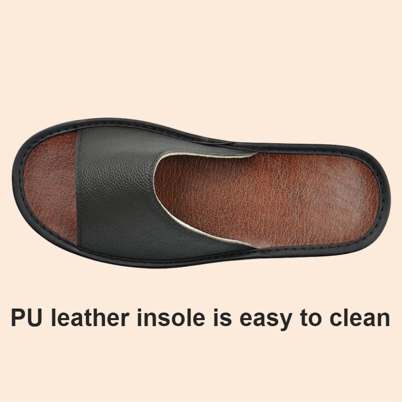 Big sizes Genuine Cow Leather Slippers Homes in indoor slipper summer open toe sandals men women elderly casual Slides shoes