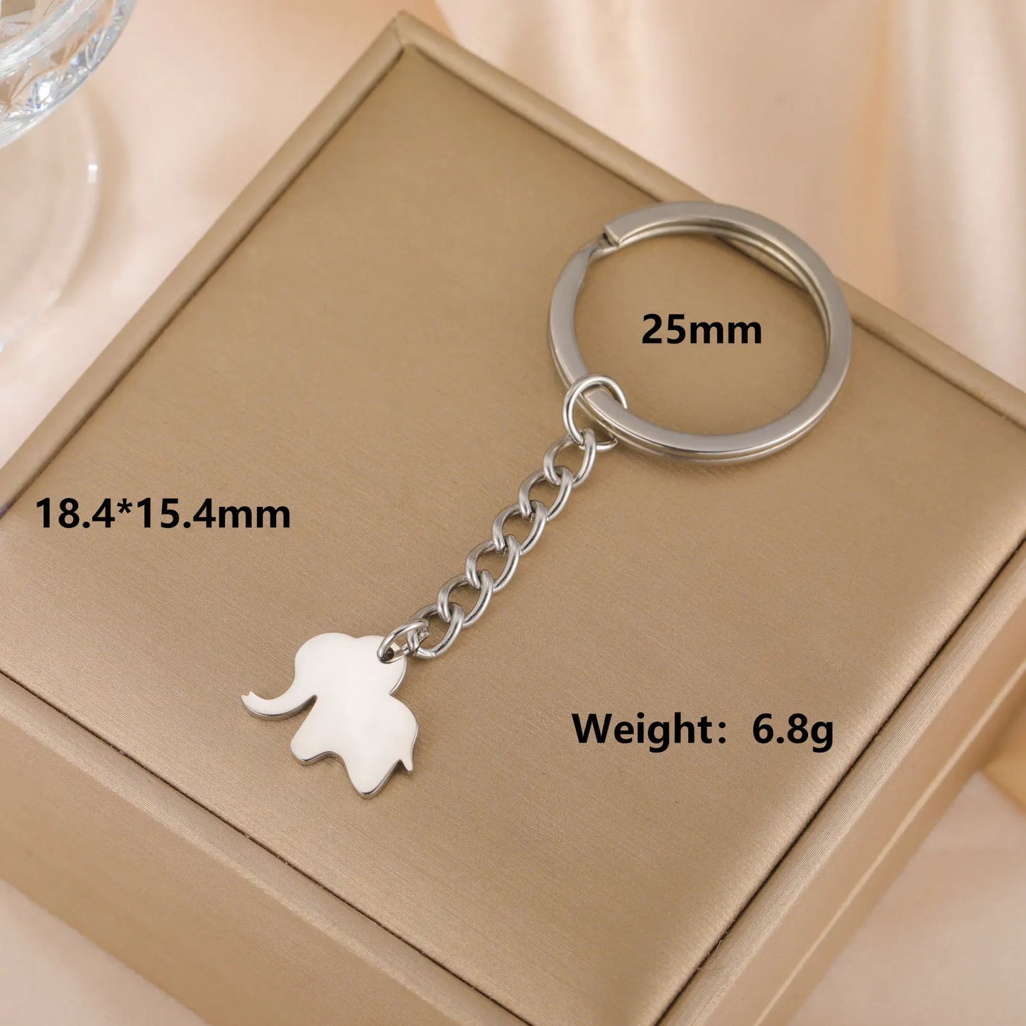 Lucktune Cartoon Elephant Pendant Key Chains for Women Men Stainless Steel Animal Bags Car Keyring Jewelry Valentine’s Day Gifts