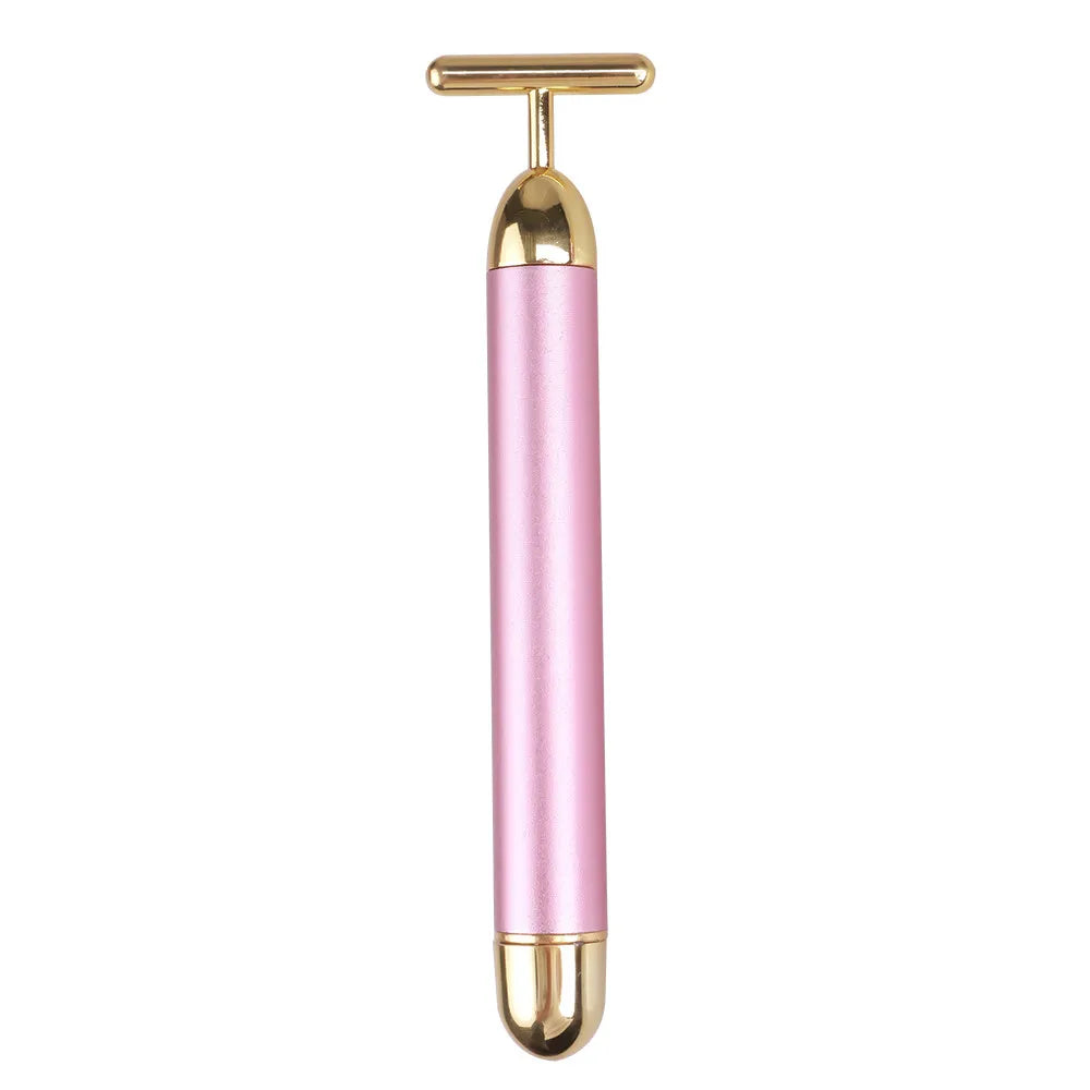 Portable Energy Electric Beauty Bar Waterproof 24K Gold Pulse Firming Massager Roller Facial Eye Pouch Remover Face Care Tool