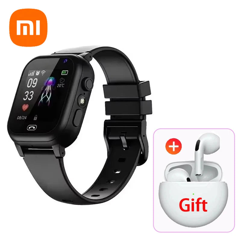 Xiaomi Kids 4G Smart Watch SOS GPS Location Video Call Sim Card Child Camera Waterproof Upgrade 2025 For Boys Girls Add Earphone