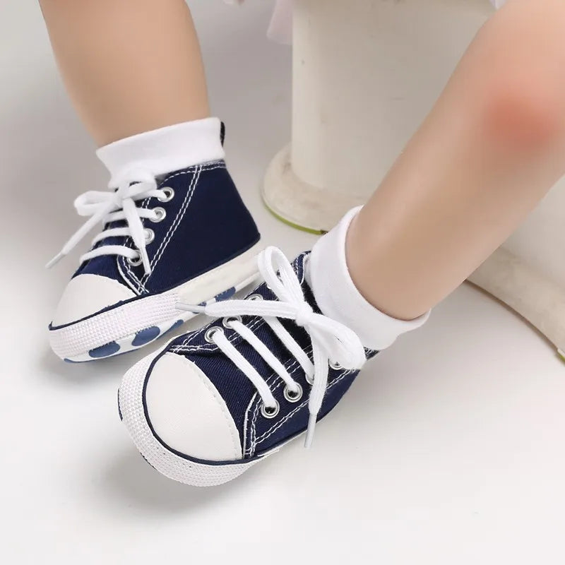 Baby Canvas Classic Sports Shoes Newborn Boys and Girls Printed Star First Walkers Shoes Infant Anti slip Baby Shoes