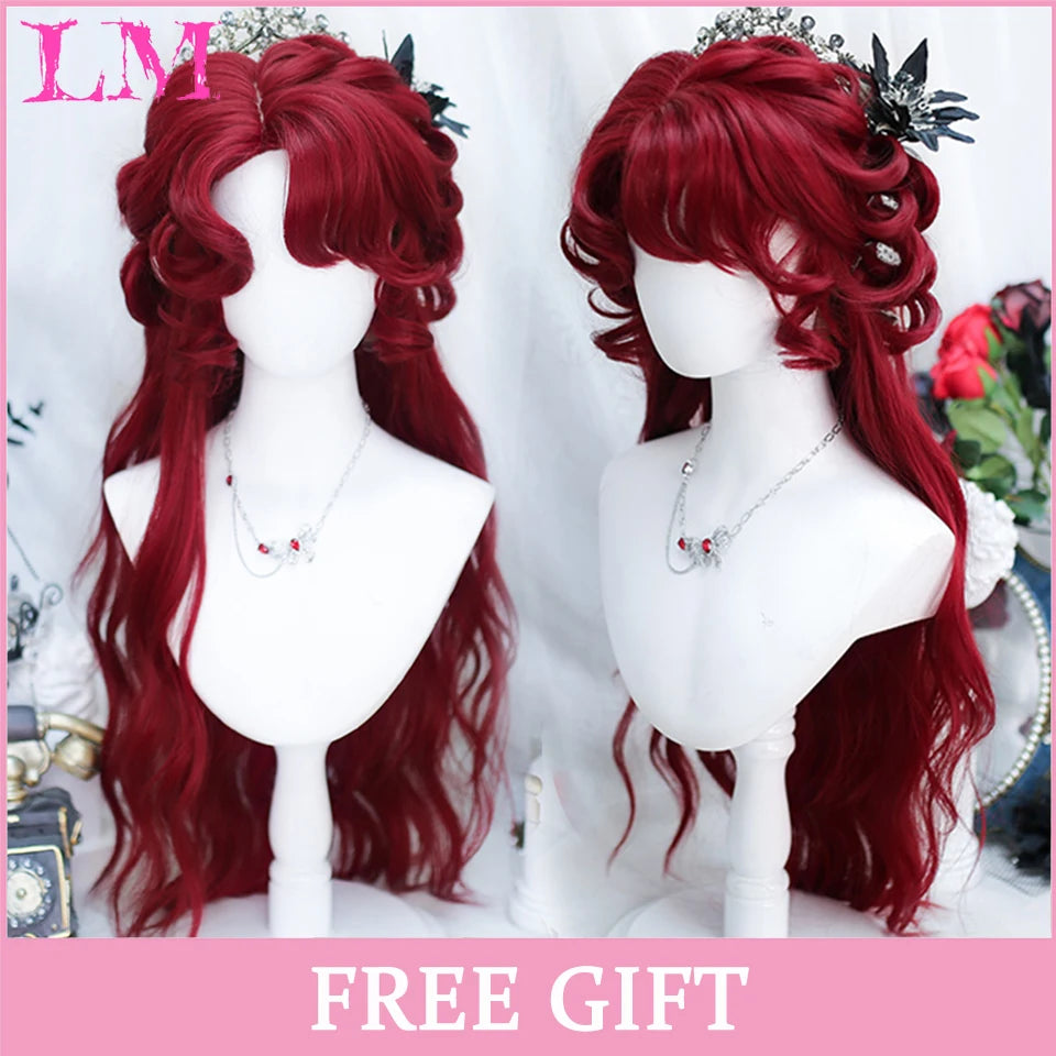 LM Straight Synthetic Lace Front Wig For Women 38 Inch Long Ombre Brown Red Blonde Hightlight Lace Frontal Wigs Cosplay Wig