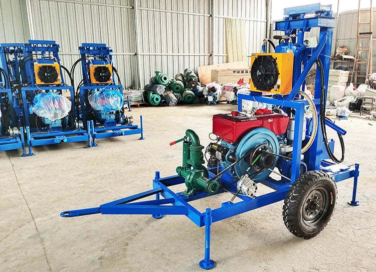 120m Depth 22HP Diesel Small Portable Borehole Water Wells Drilling Rigs Machine Price