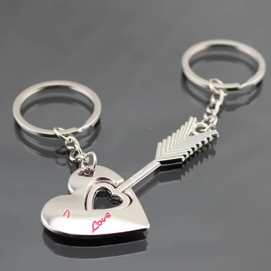 Novelty Couple Keychain Lovers Heart Key Chain Ring  Casual Trinket Jewelry Valentine's Day Wedding Gift Accessories