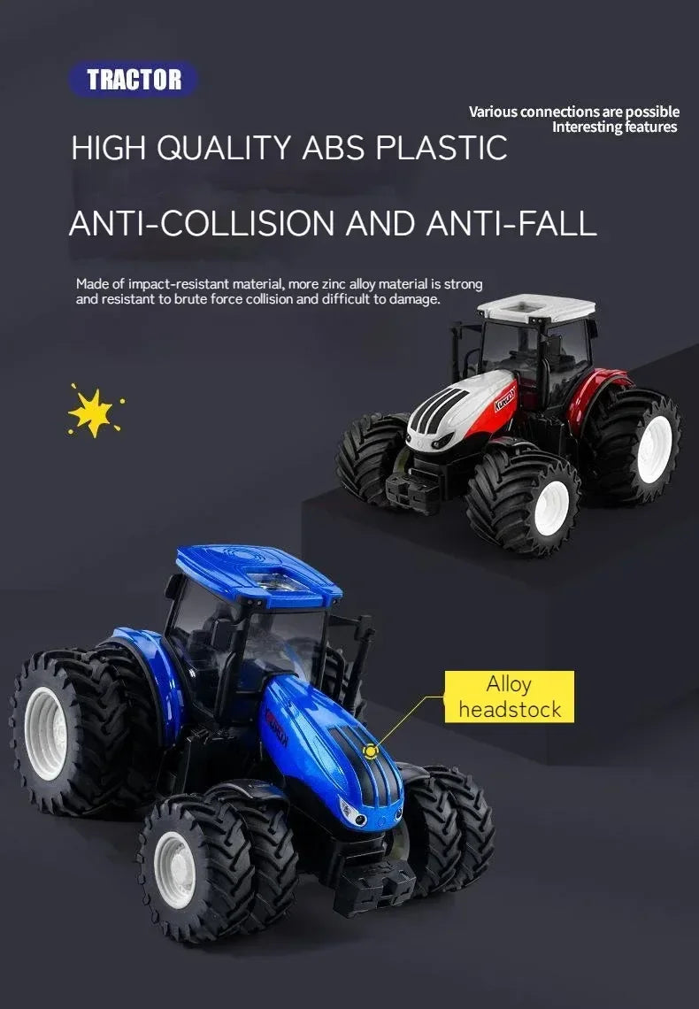 6601 Rc Car 1:24 Alloy Remote-Controlled Tractor Toy Headlights Simulation Electric Farm Truck Toy Set Kid Outdoor Surprise Toy