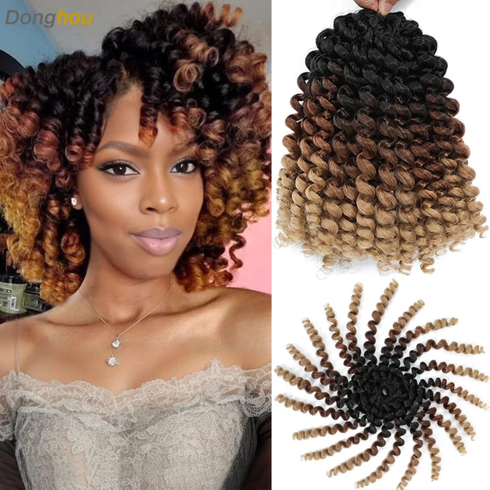 Wand Curl Crochet Braids Hair 8 Inch 1B 30 27 Bug Ringlet Twist Extensions with Jamaican Bounce Crochet Hair Crochet Curly Hair