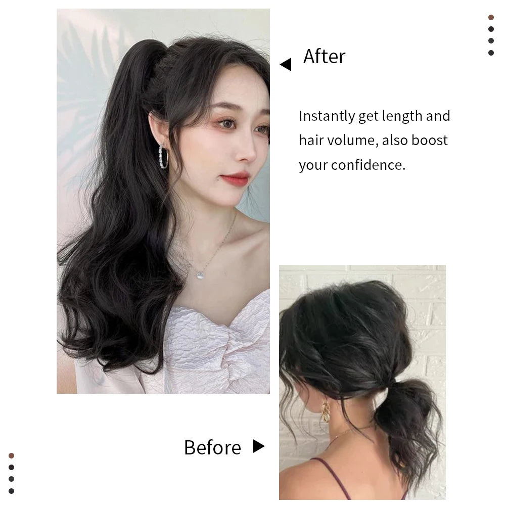 Claw Clip in Hair Extension Long Curly Wavy Ponytail Extension 18 Inch Natural Soft Mini Jaw Claw Synthetic Hairpiece for Women