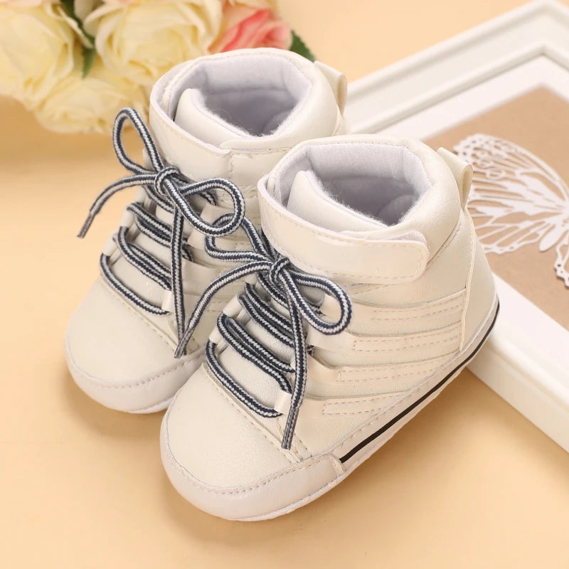 Boys And Girls Gentleman Shoes Soft Soled White Shoes Leisure Sports Shoes Newborn First Walk 0-18Months Bed Shoes