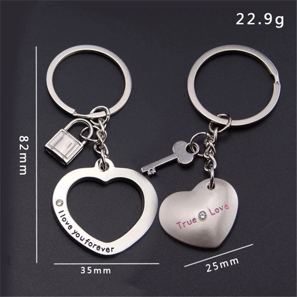 2pcs I Love You Key Chain Women Men Bag Pendant Couple Metal Red Heart Keychains Set For Boyfriend Girlfriend Valentine Day Gift