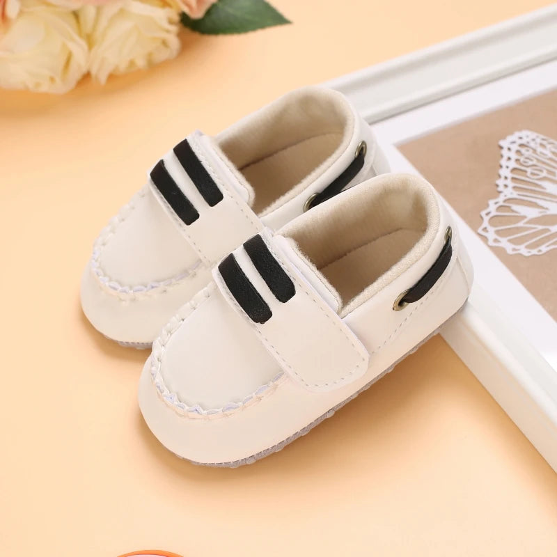 Boys And Girls Gentleman Shoes Soft Soled White Shoes Leisure Sports Shoes Newborn First Walk 0-18Months Bed Shoes