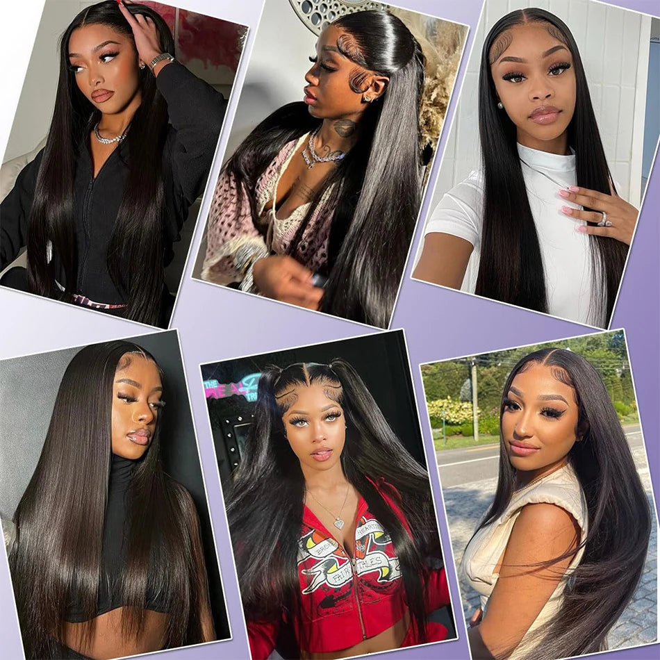 Wig For Women Straight Lace Wig Human Hair Lace Front Wig 180% Brazilian Remy Hair Pre Plucked Transparent Lace Frontal Wigs