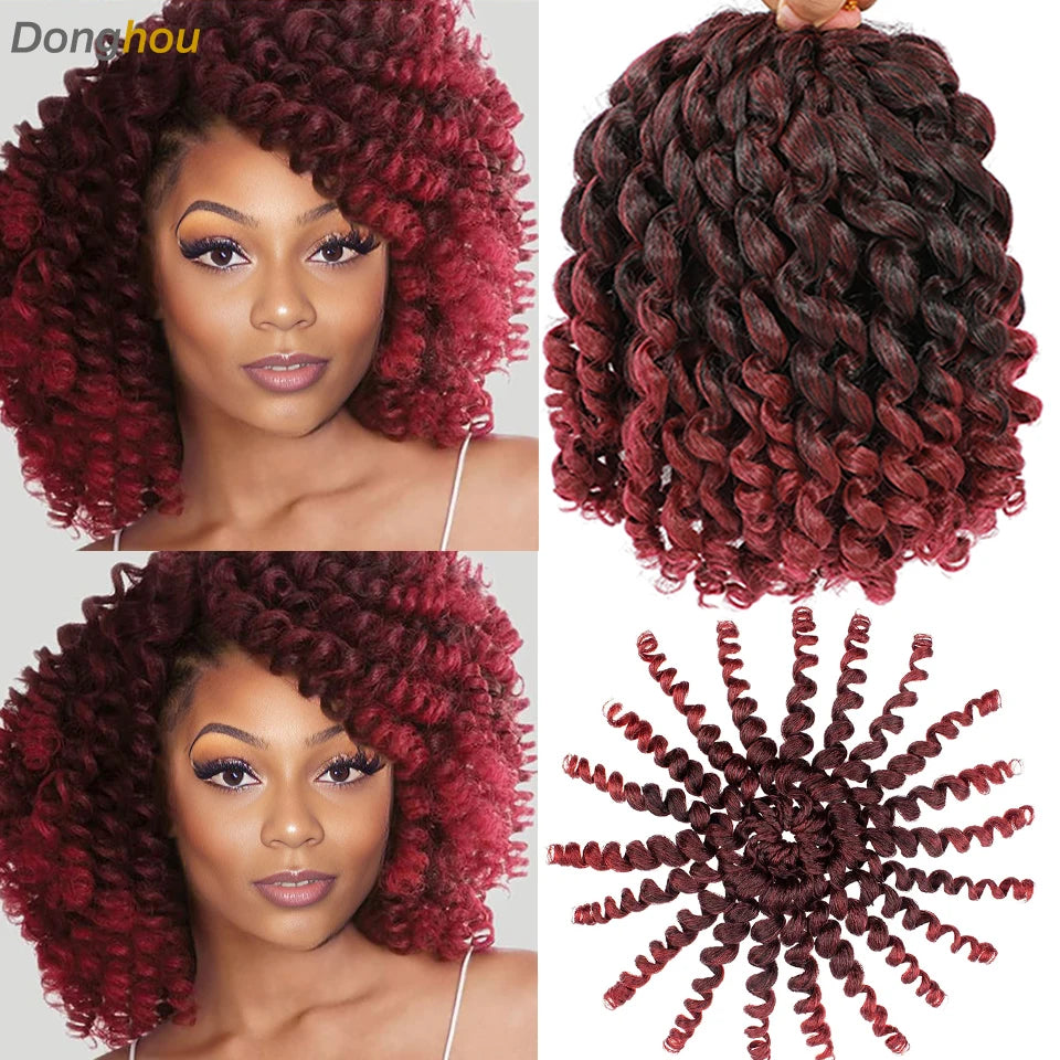 Wand Curl Crochet Braids Hair 8 Inch 1B 30 27 Bug Ringlet Twist Extensions with Jamaican Bounce Crochet Hair Crochet Curly Hair