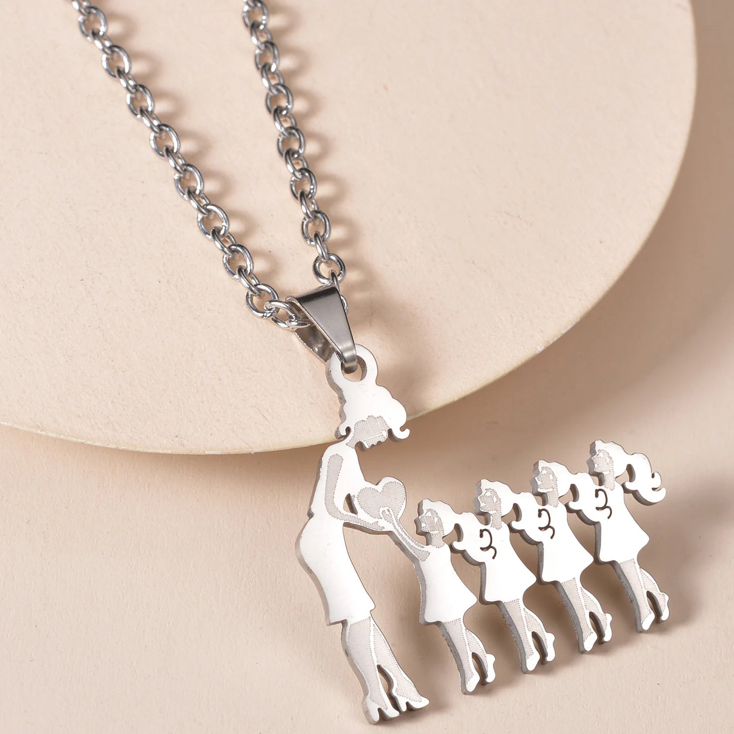 MeMolissa Mom Daughter Pendant Mother's Day Necklace Stainless Steel Jewelry For Women Wife Men Family Charm Love Gifts