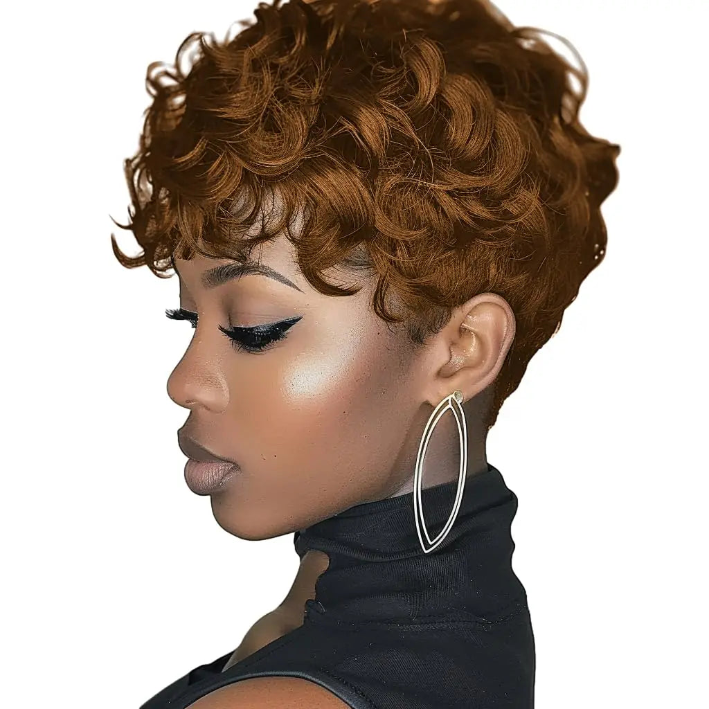 Short Pixie Wigs for Black Women Short Black Curly pixie Wigs Synthetic Hair Wigs for Black Women Natural Wavy Black pixie Cut