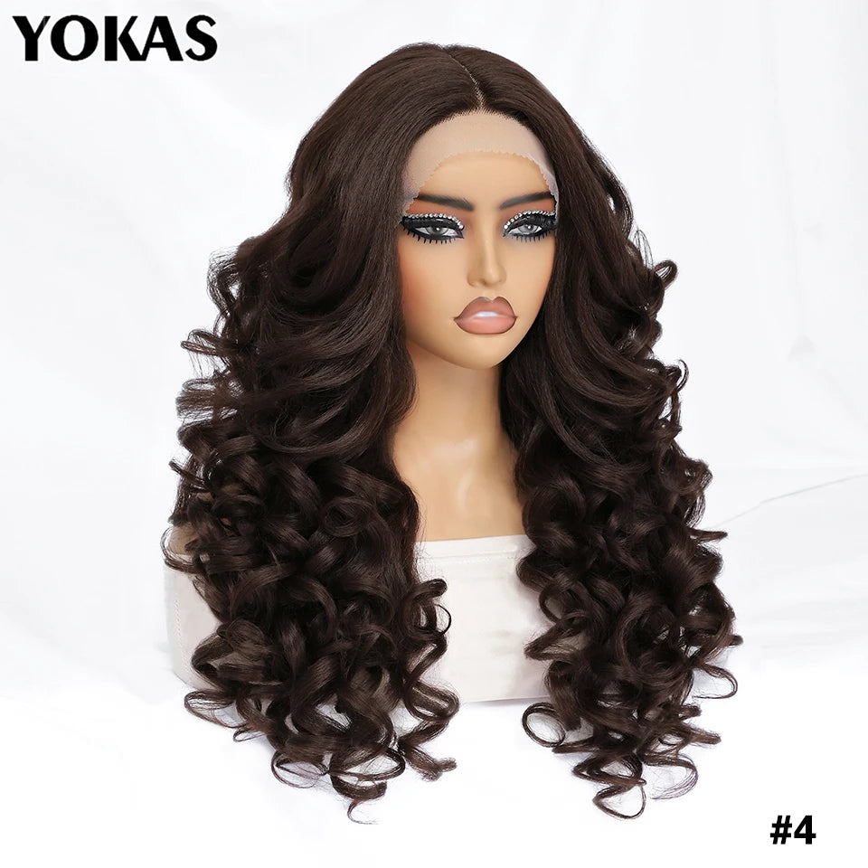 Latisha 24 Inch Synthetic Lace Front Wigs For Black Women With Hight Temperature Fiber Loose Curl Afro Lace Front Wig For Female