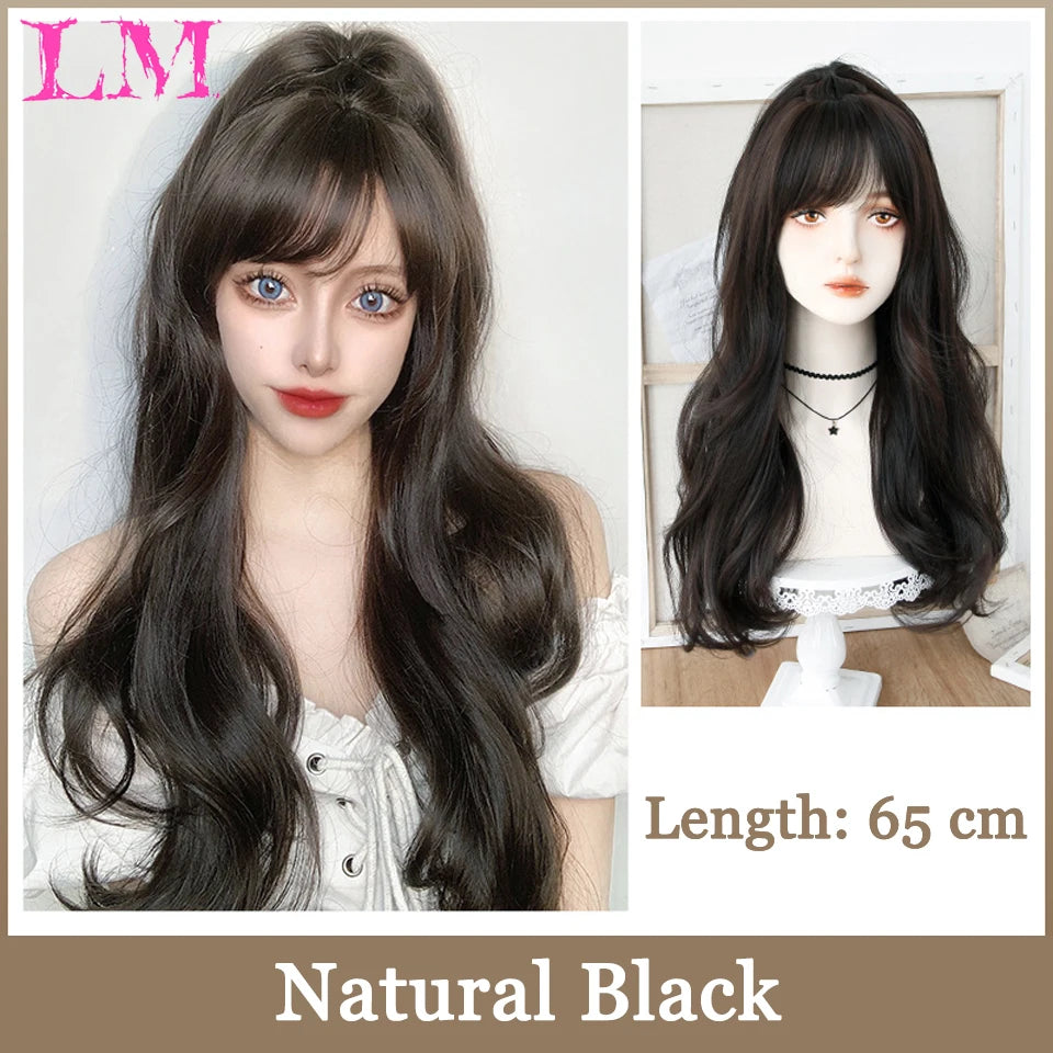 LM Straight Synthetic Lace Front Wig For Women 38 Inch Long Ombre Brown Red Blonde Hightlight Lace Frontal Wigs Cosplay Wig