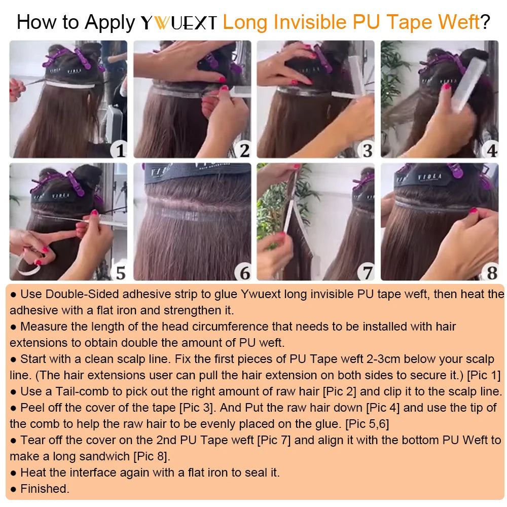 Blonde Seamless Natural Tape Weft Long PU Skin Weft Tape in Human Extensions No Glue Human Hair For Fine Hair 80cm Weft Bundles