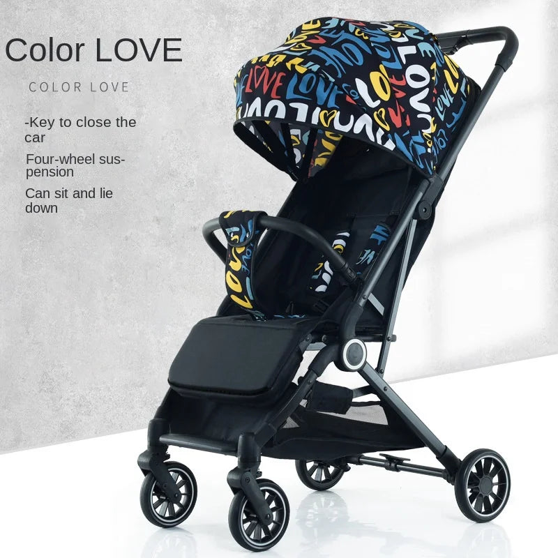 Two-way Baby Stroller can Sit or Lie Down Newborn Baby Stroller Simple Folding Ultra-lightweight Shock-absorbing Wheels