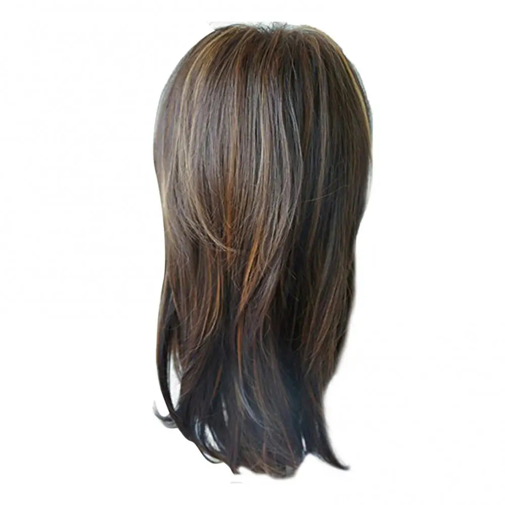 65cm Fashion Brown Curly Long Wig Faux Hair Women Cosplay Party Charming Hairpiece Straight Synthetic Wigs Faux Hair With Bangs