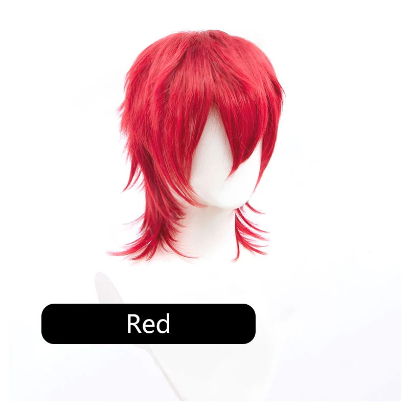 Synthetic Short Wigs Wolf cut with Bangs Choppy Cosplay Party Wig for men women Pink Red Blue Purple Korean style Man wig MUMUPI