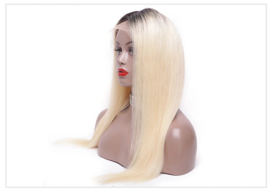 13x6 Transparent 1B 613 Lace Frontal Wigs 30 32 34 Inch Peruvian Remy Blonde Ombre Straight Lace Front Human Hair Wigs for Women