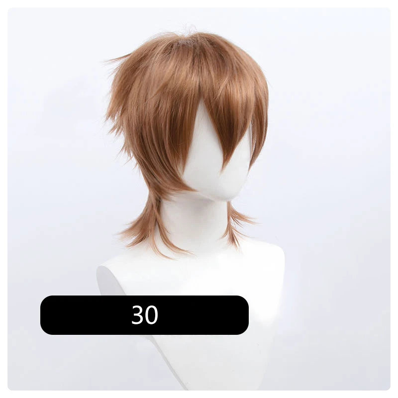 Synthetic Short Wigs Wolf cut with Bangs Choppy Cosplay Party Wig for men women Pink Red Blue Purple Korean style Man wig MUMUPI