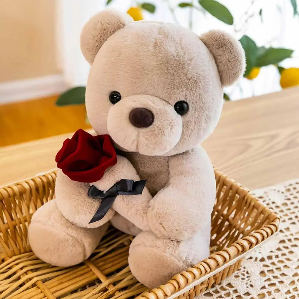 25cm Kawaii Teddy Bear for Valentines Day Gift Teddy Bears Stuffed Animal Rose Bear Doll Valentine's Day Gift for Girlfriend