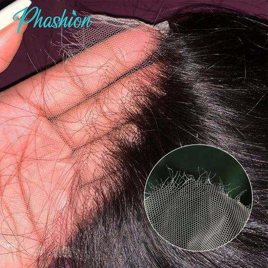 Phashion HD 13x6 13x4 Lace Frontal Straight Pre Plucked 4x4 5x5 6x6 Swiss Full Closure Only Natural Black 100% Remy Human Hair