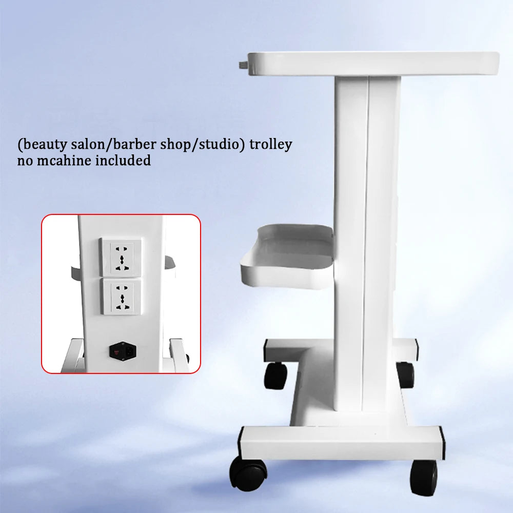 Salon Trolley Cart, Aluminum Mobile Stand Medical Carts for Ultrasonic Cavitation RF Machine Manicure Spa Shelf (w/Socket 110V)