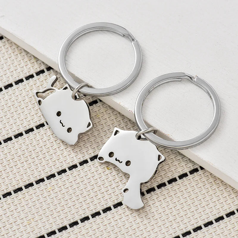 Couple Gift Keychain Cute Valentine's Day Gift for Girlfriend Boyfriend Him Her Cat Lover Husband Wife Fiancée Cat Matching Gift