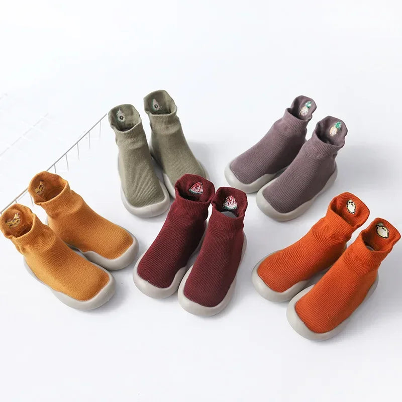 Children Anti-slip Shoes Newborn Baby Toddler Girls Cotton Non-slip Floor Socks Infant Boys Rubber Sole Cartoon Indoor Sneakers