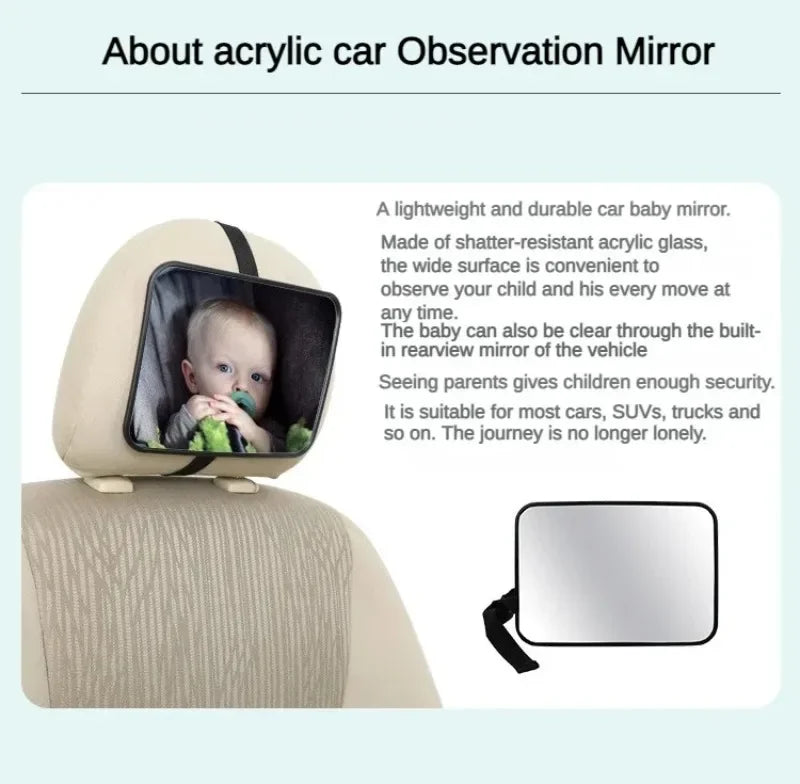 Adjustable Car Seat Mirror for Observe Baby Children Kids, Child Safety Rear Seat Observation Mirror Car Interior Accessory