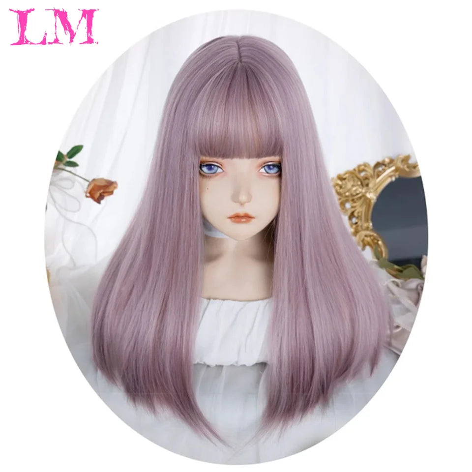 LM Straight Synthetic Lace Front Wig For Women 38 Inch Long Ombre Brown Red Blonde Hightlight Lace Frontal Wigs Cosplay Wig