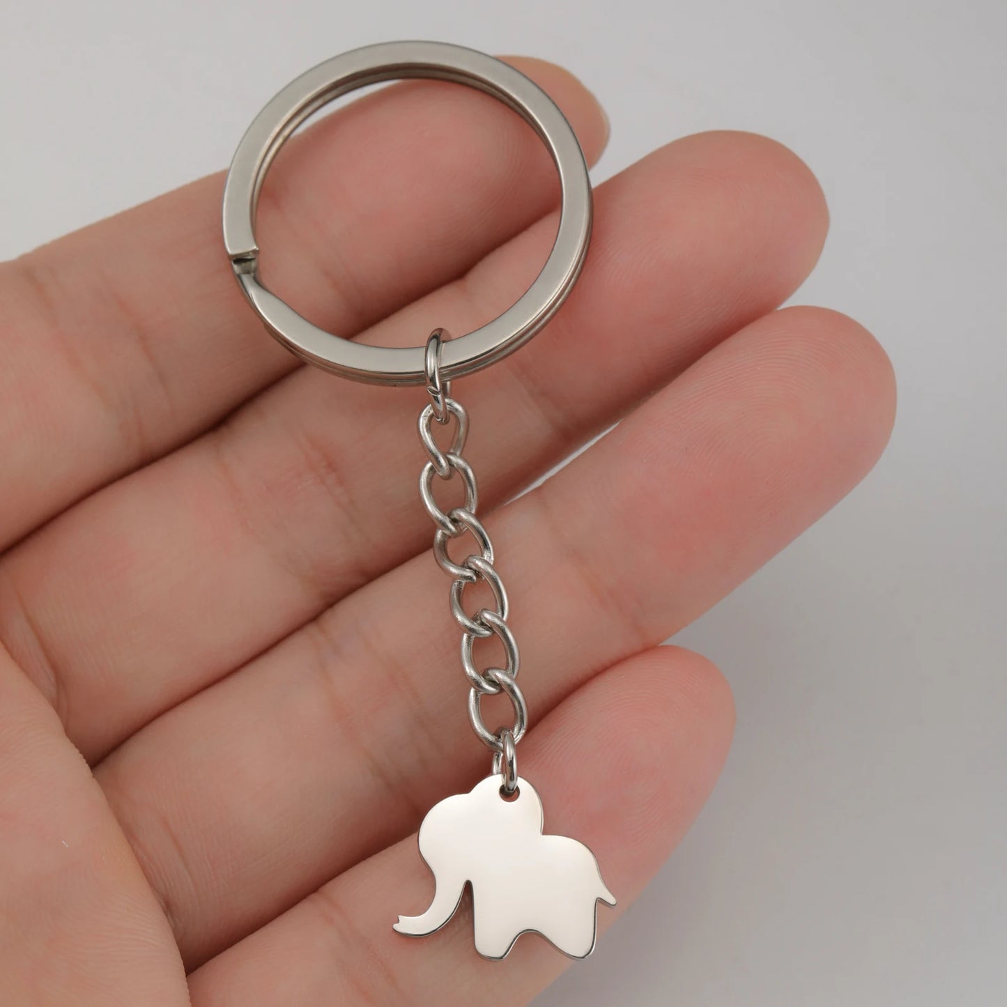 Lucktune Cartoon Elephant Pendant Key Chains for Women Men Stainless Steel Animal Bags Car Keyring Jewelry Valentine’s Day Gifts