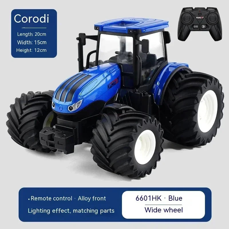 6601 Rc Car 1:24 Alloy Remote-Controlled Tractor Toy Headlights Simulation Electric Farm Truck Toy Set Kid Outdoor Surprise Toy