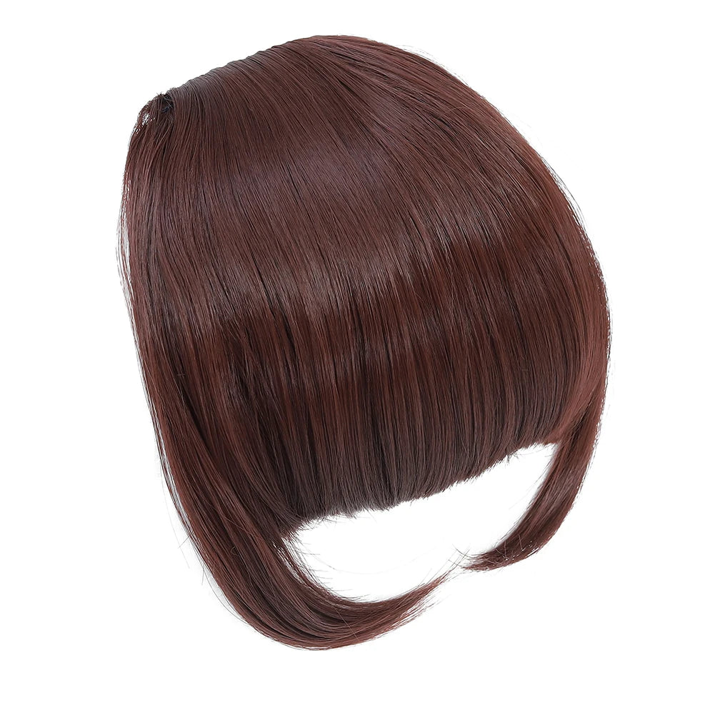 High Quality Synthetic Wig Flat Bangs Hair Extension Clip in Bangs with Temples 6 Inches Front Face Bangs for Women Girls Daily