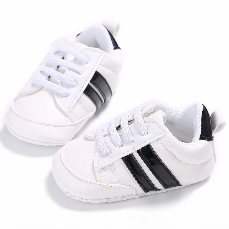 Infant Spring Shoe Newborn Infant Girls and Boys Recreational Baptism Non-Slip Walking Shoe White Soft-soled Sneaker Prewalker