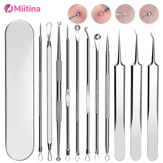 11Pcs/Set Acne Blackhead Removal Needles Black Dots Cleaner Pore Cleaner Deep Cleansing Face Skin Care Beauty Tools Needles Kit