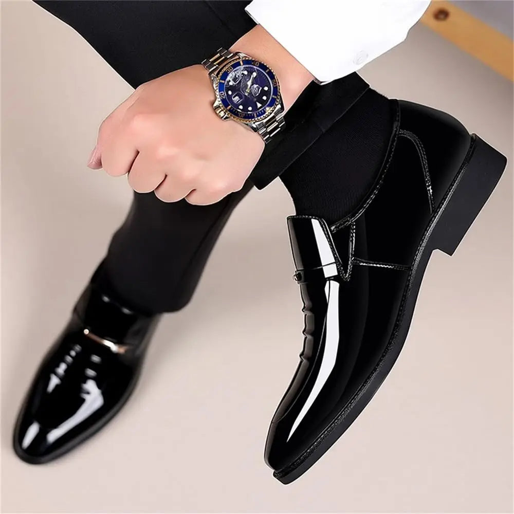 Mens Dress Shoes Formal Business Oxford High Gloss Patent Slip On Loafers Comfortable Casual Driving Boat Shoe For Men