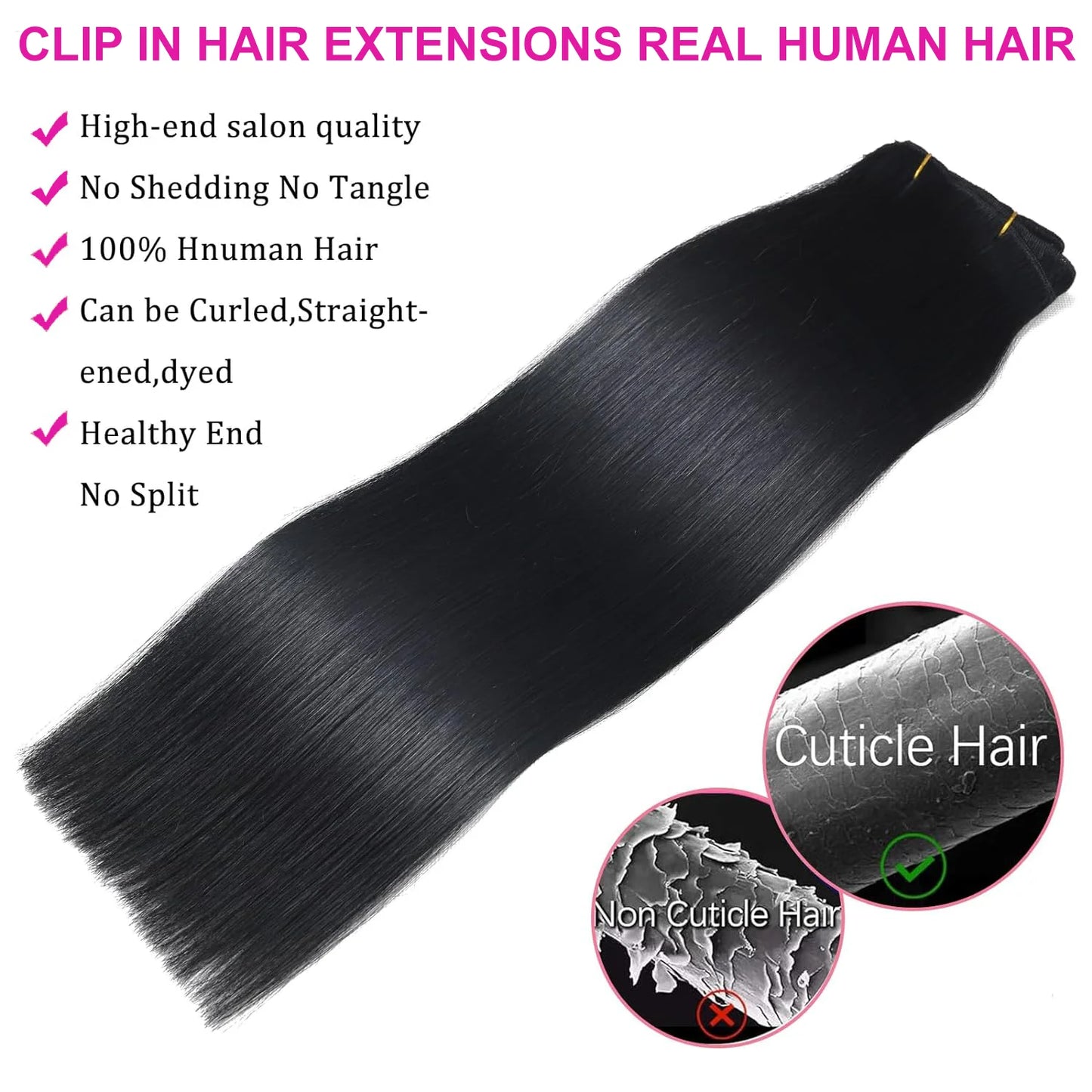 Natural Straight Clip in Hair Extensions Human Hair Seamless Clip in Extensions 100% Unprocessed Full Head Brazilian Virgin Hair