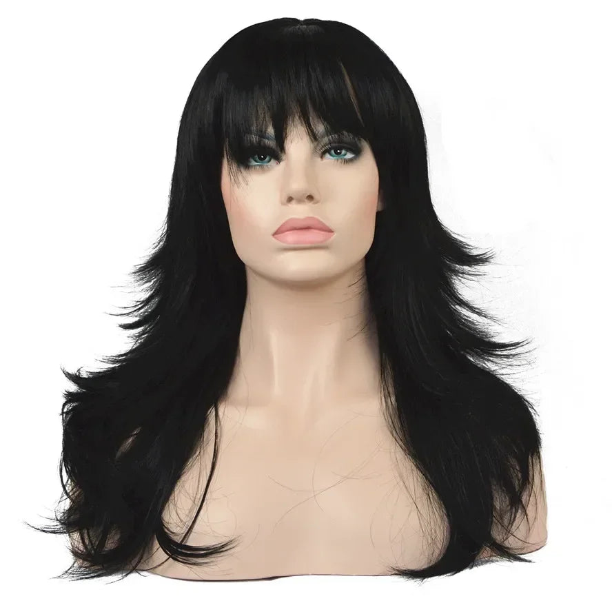 StrongBeauty Wig Natural Layered Long Straight Hair Synthetic Hair Brown/Black wigs for black women