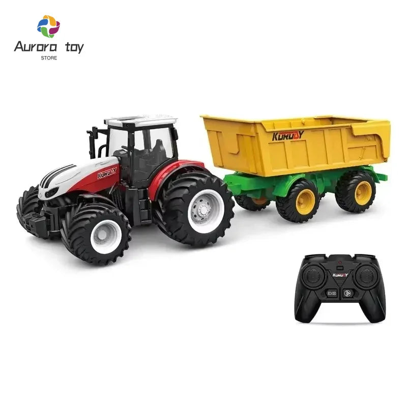 1:24 Rc Car Alloy Remote-Controlled Tractor Toy With Headlights Simulation Electric Farm Truck Toy Set Child Outdoors Toys Gifts