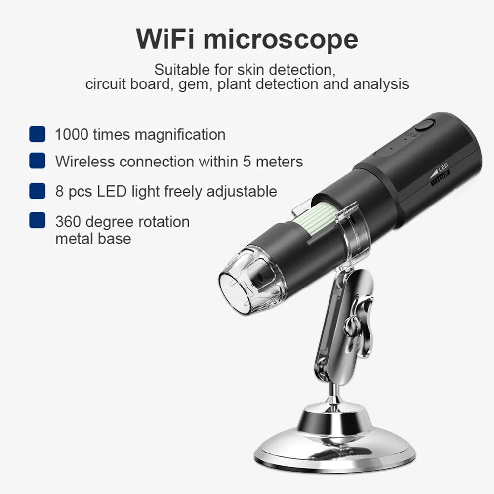 Wireless Dermatoscope Scalp Skin Analyzer Machine 1000X Body and Facial Analyzer Electronics Microscope Beauty Health Profession