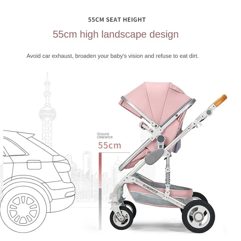 Baby stroller 3 in 1 stroller folding two-sided child four seasons kinderwagen baby carriage  high landscape Newborn Travelling