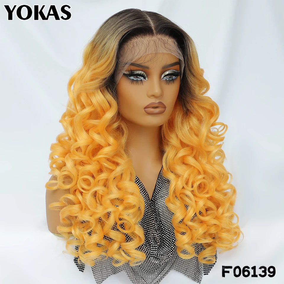 Latisha 24 Inch Synthetic Lace Front Wigs For Black Women With Hight Temperature Fiber Loose Curl Afro Lace Front Wig For Female