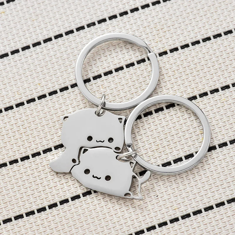 Couple Gift Keychain Cute Valentine's Day Gift for Girlfriend Boyfriend Him Her Cat Lover Husband Wife Fiancée Cat Matching Gift