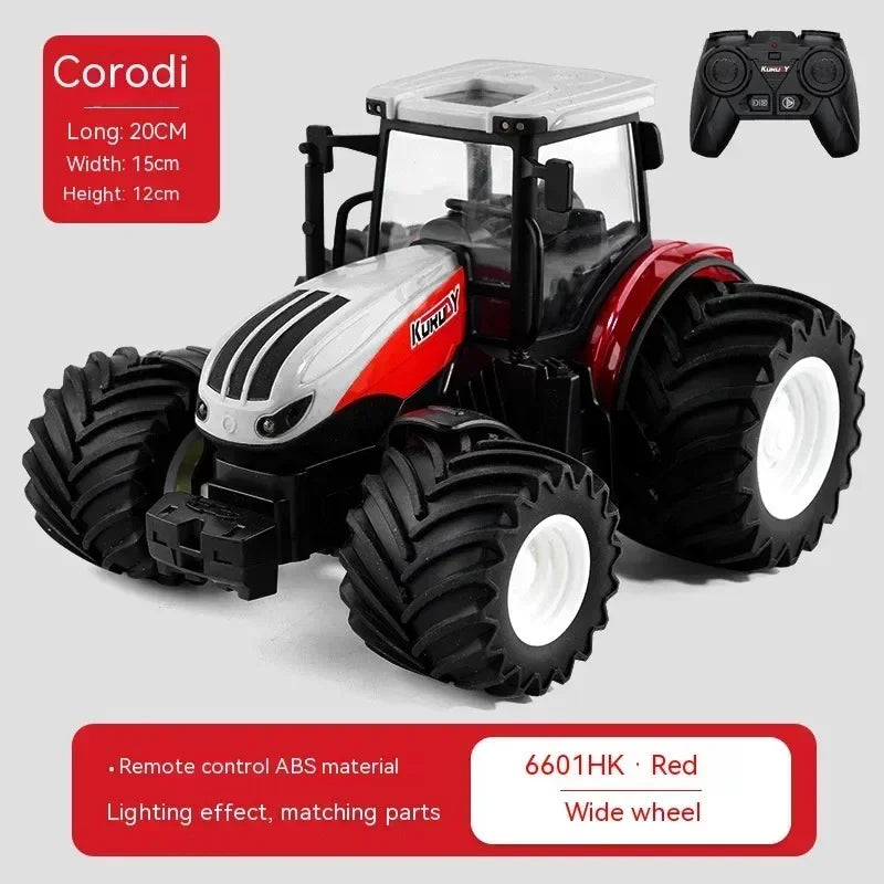 6601 Rc Car 1:24 Alloy Remote-Controlled Tractor Toy Headlights Simulation Electric Farm Truck Toy Set Kid Outdoor Surprise Toy